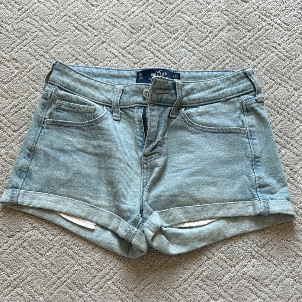 Hollister Blue Jean Shorts Light Wash Distressed